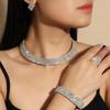 ST 3/4Pcs New Full Necklace Earrings Ring Bracelet Rhinestone Hollow Necklace Bridal Set