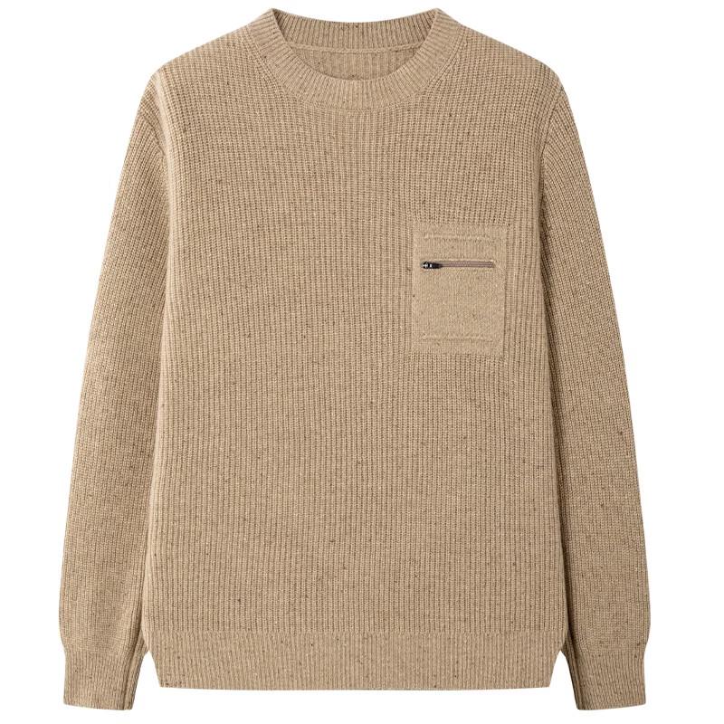 Hengyuanxiang 100% Pure Cashmere Men's Crew Neck Sweater