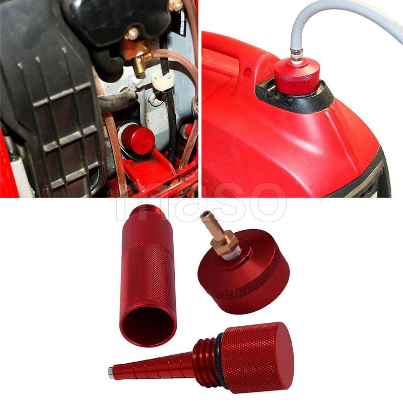 4pcs Red Upgrade Extended Run Gas Cap w/ Brass Hose Fitting Oil Funnel Magnetic Dipstick for Honda Generator EU2200I