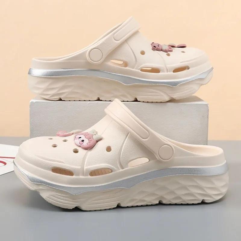 Fashion 2024 New Waterproof Summer Outdoor Chunky Platform Beach Garden Shoes For Women EVA Crogs Girl's Thick Sole Sandals Slippers