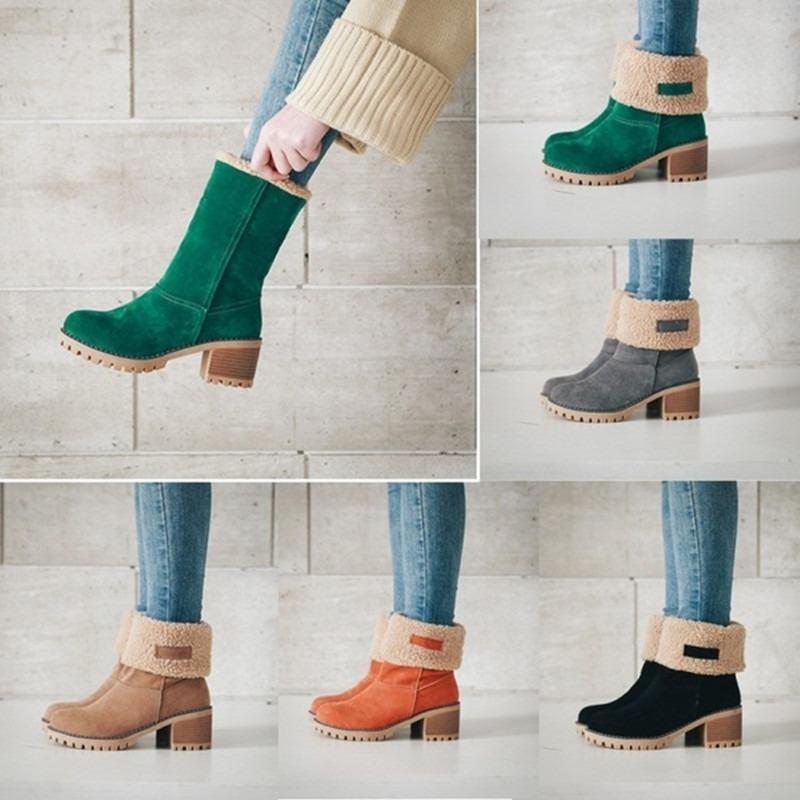 Cotton Shoes Autumn and Winter Tube Thick Heel Fur Snow Boots