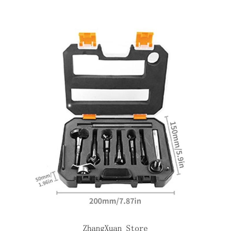 3XUF Professional Woodwork Drill Bit Set 15mm To 35mm For Hardwood With Storage Case