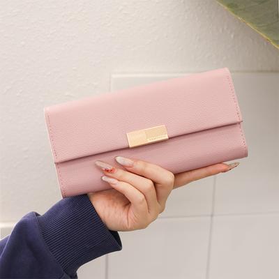 Geldbörse PU Damen Lang Multifunktional Große Kapazität Modisch Schlicht Einfarbig Handtasche