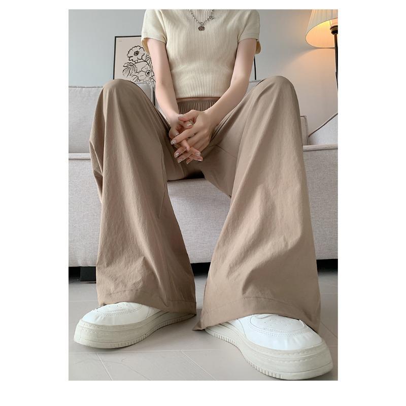 Lazy Yamamoto Byxor Lös Drapering Japanska Casual Raka Ben Nya Sommar Tunna Is-Siden Vida Ben Byxor för Kvinnor