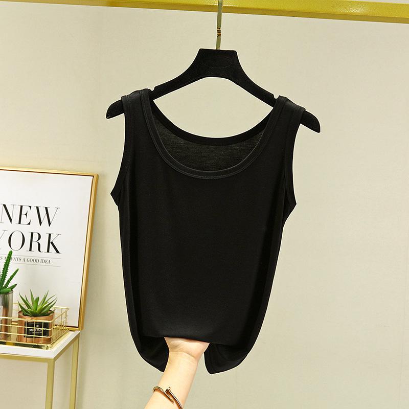 Spring/Summer Women's White Cotton Racerback Tank Top - Sleeveless Camisole Knitted Base Layer