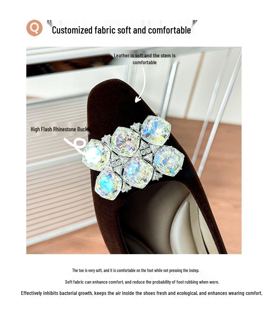 Burgundy Suede Rhinestone Flats with Square Toe - Women's Low Heel Slip-On Shoes for Autumn/Winter 2025.