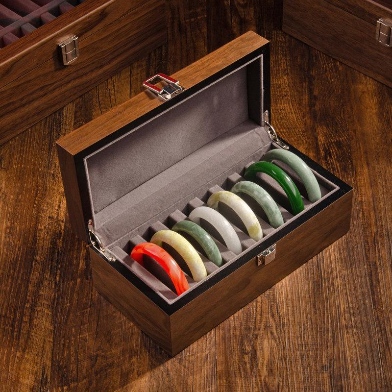 Walnut Wooden Bracelet Storage Box Household High-end Gold Jade Bracelet Jade Bracelet Finishing Display Collection Box