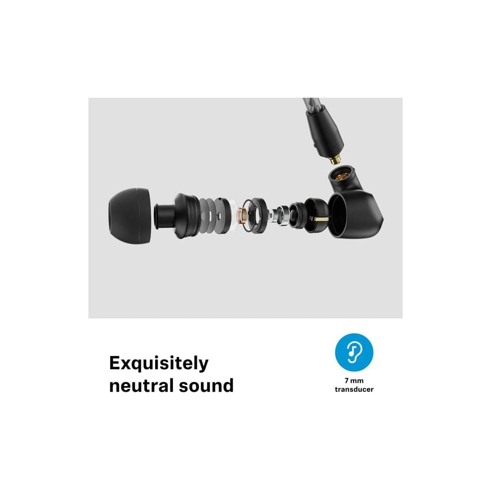 Sennheiser IE 200-inch In-Ear Audiophile Headphones - TrueResponse Transducers, Neutral Sound, Impactful Bass, Detachable Braided Cable, Flexible Ear 