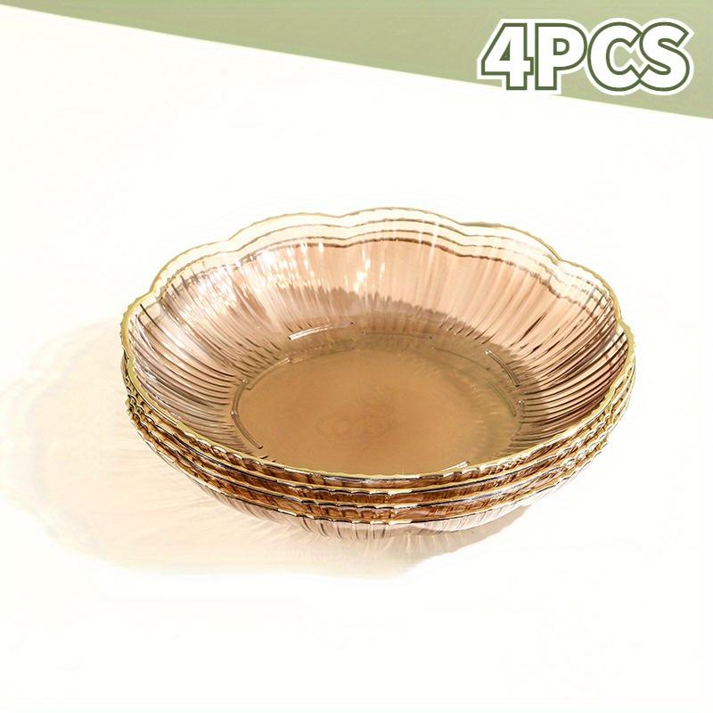 Salad Trays Clear Fruit Tray Golden Edge Stack Able Snack Platter Unbreakable Round Storage Salad Dessert Organizer Display Tray