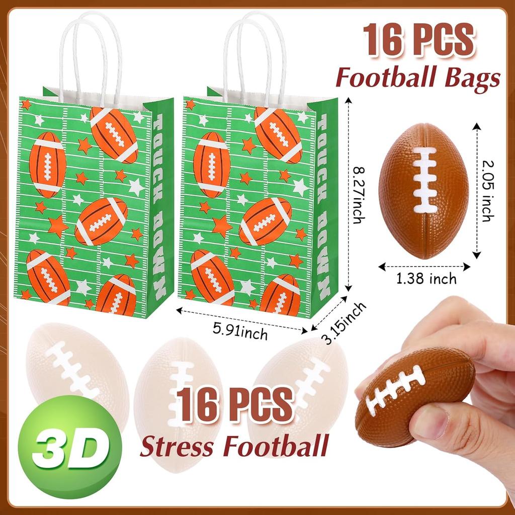 Aoriher 162 Pcs Football Party Favors, Football Party Gift Goodie Bag Fillers Foam Footballs Tattoo Stickers Keychains Stickers Charm Bracelets Sport