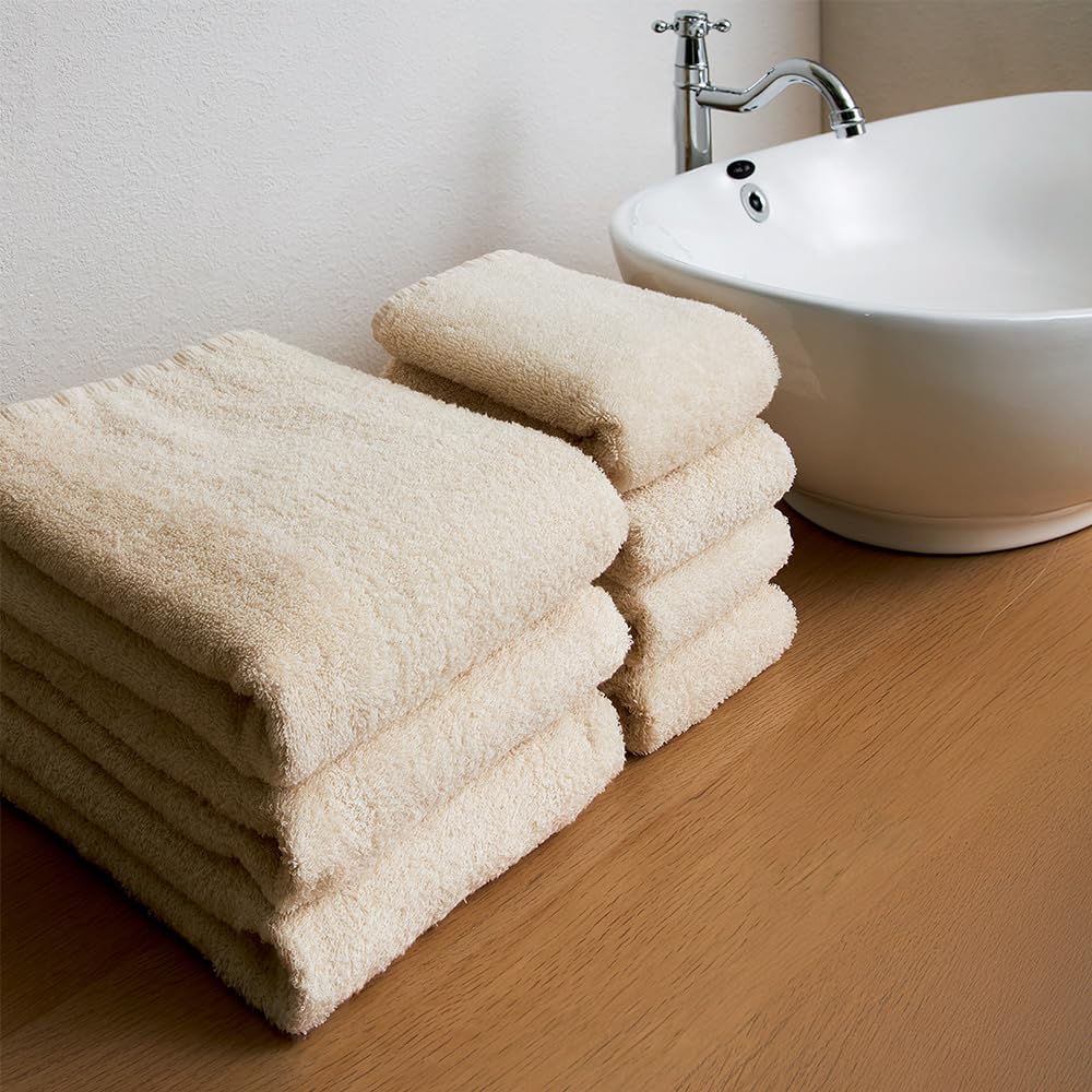Hotel Natural Bath Set of 2 Japanese-Made Senshu Towels (Approx. 60 X 120 Cm), Off-White