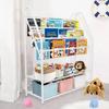 Metal Kids Bookshelf Freestanding Bookcase for Children Room Toy Organizer Modern MinimalistWhite Stable  Bedroom, Living