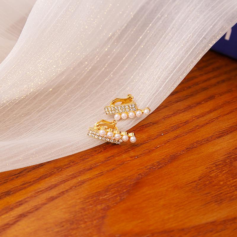 Elegant Non-Pierced Zircon Pearl Ear Clips