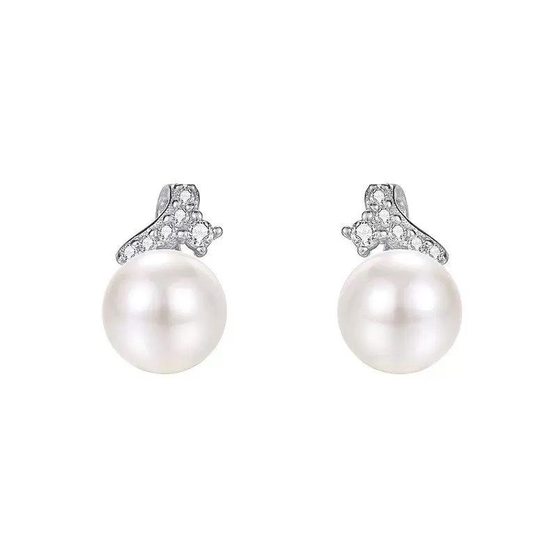 S925 Sterling Silver Needle Luxury Pearl Stud Earrings - Fresh, High-End Fashion