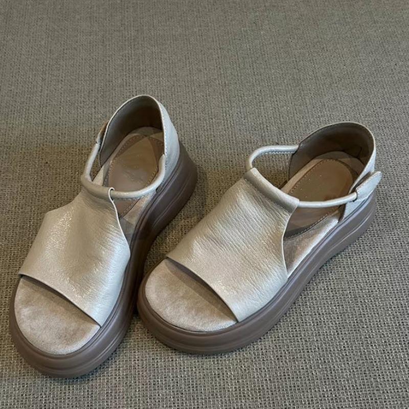 Increase! Retro Casual Hollow Muffin Platform Sandals Women's Fashion Summer New Versatile Small Shoes