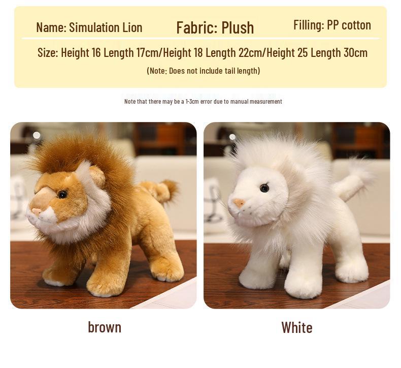 White Lion King Plush Toy - Cute Zoo Stuffed Animal Doll Birthday Gift