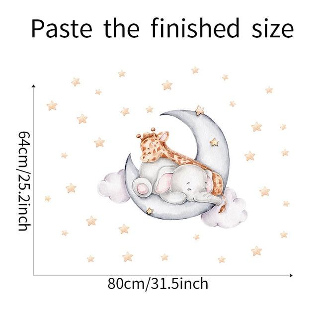 Cute Cartoon Bear Bunny Star Moon Wall Stickers for Kids Rooms Baby Room Wall Decor Wallpaper Girls Boys Bedroom Nursery Sticker