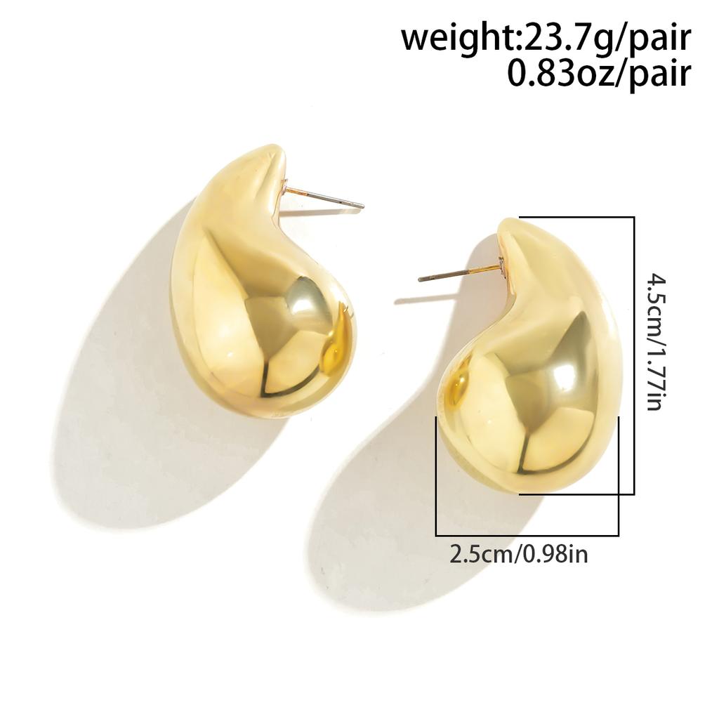 Ingemark Vintage Gold Color Chunky Water Drop Dome Stud Earrings for Women Trendy Punk Glossy Tear Earring Zircon Accessories