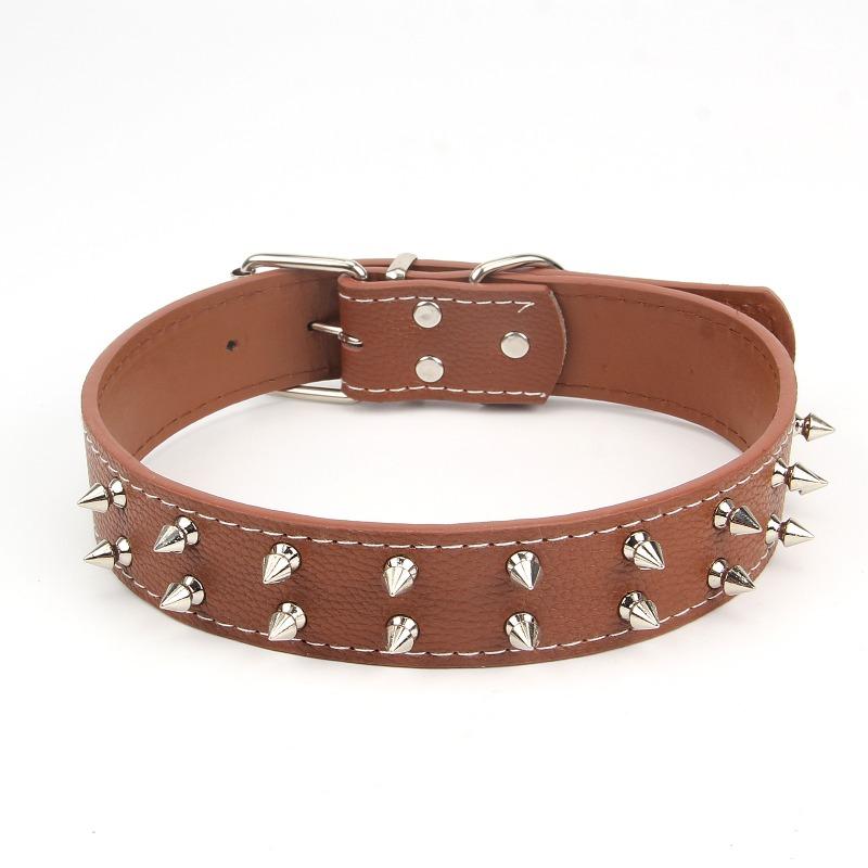 Cool Punk Studded Spiked Dog Collar Adjustable Faux Leather Collar With Metal D‑Ring For Medium Large Dogs Walking Party