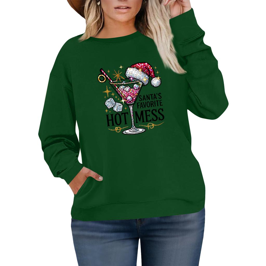 Women's Fashionable Casual Plus-Size Long Sleeve Pullover Printed Sweatshirt