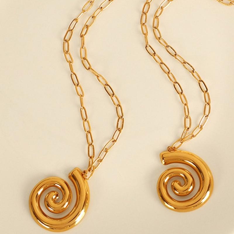 Bohemian Beach Jewelry Spirals Conch Pendant Necklace for Women Waterproof Stainless Steel Trendy Gift