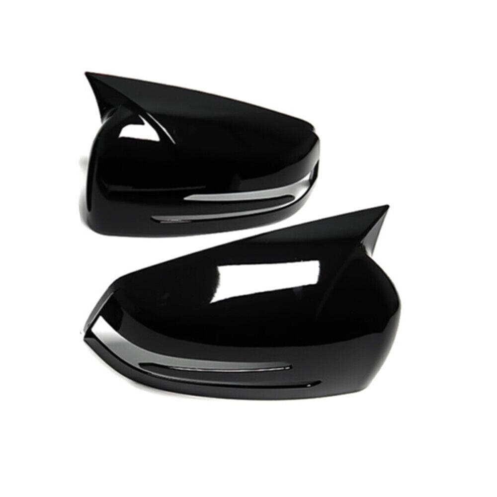 For Mercedes Benz W204 W176 W212 Horn Mirror Cover Caps Accessories Glossy Black