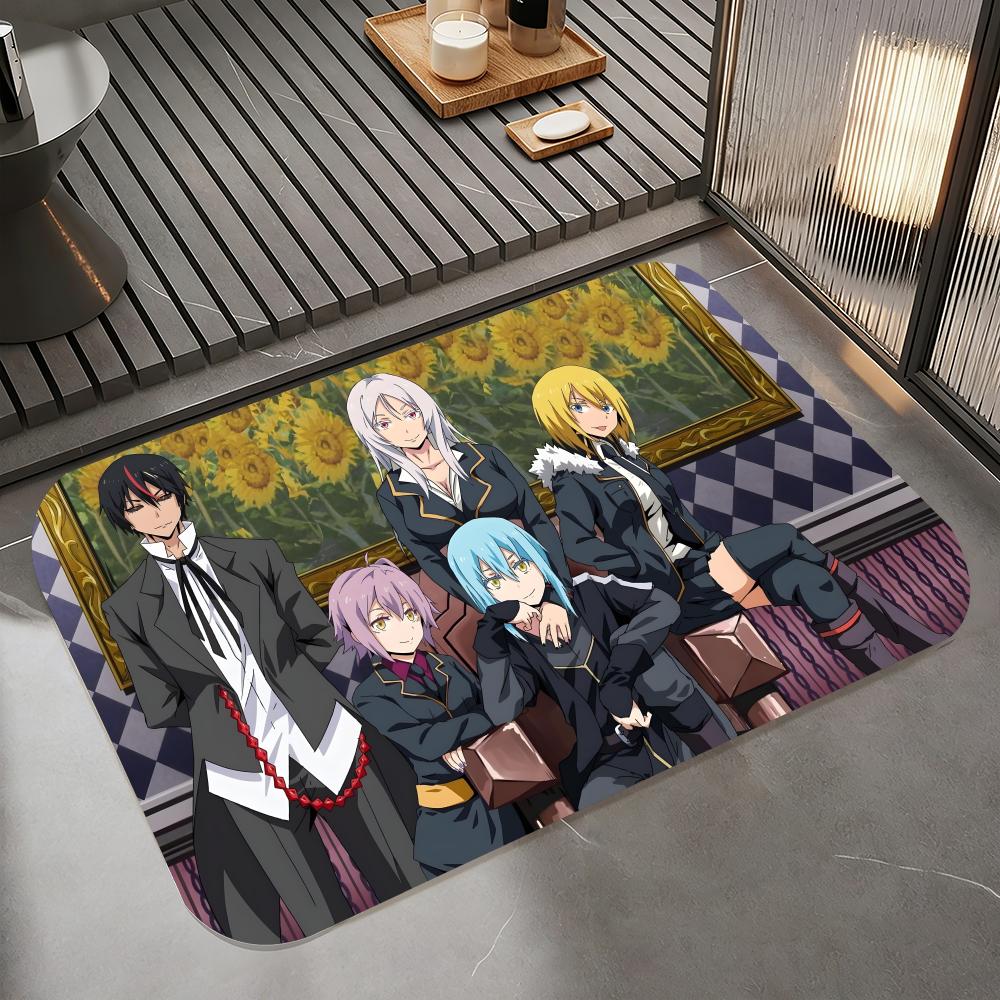 Anime T-Tensura Floor Mat Diatomite Bath Mat, Quick Dry Absorbent Non-Slip Door Mat