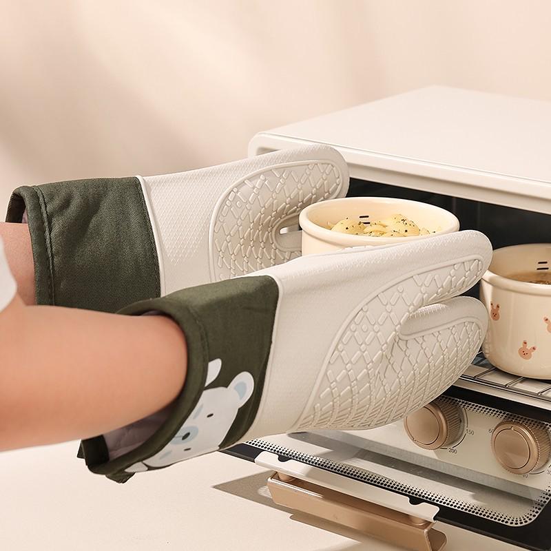 Gants de cuisson antidérapants en silicone épais et résistants à la chaleur pour micro-ondes et four