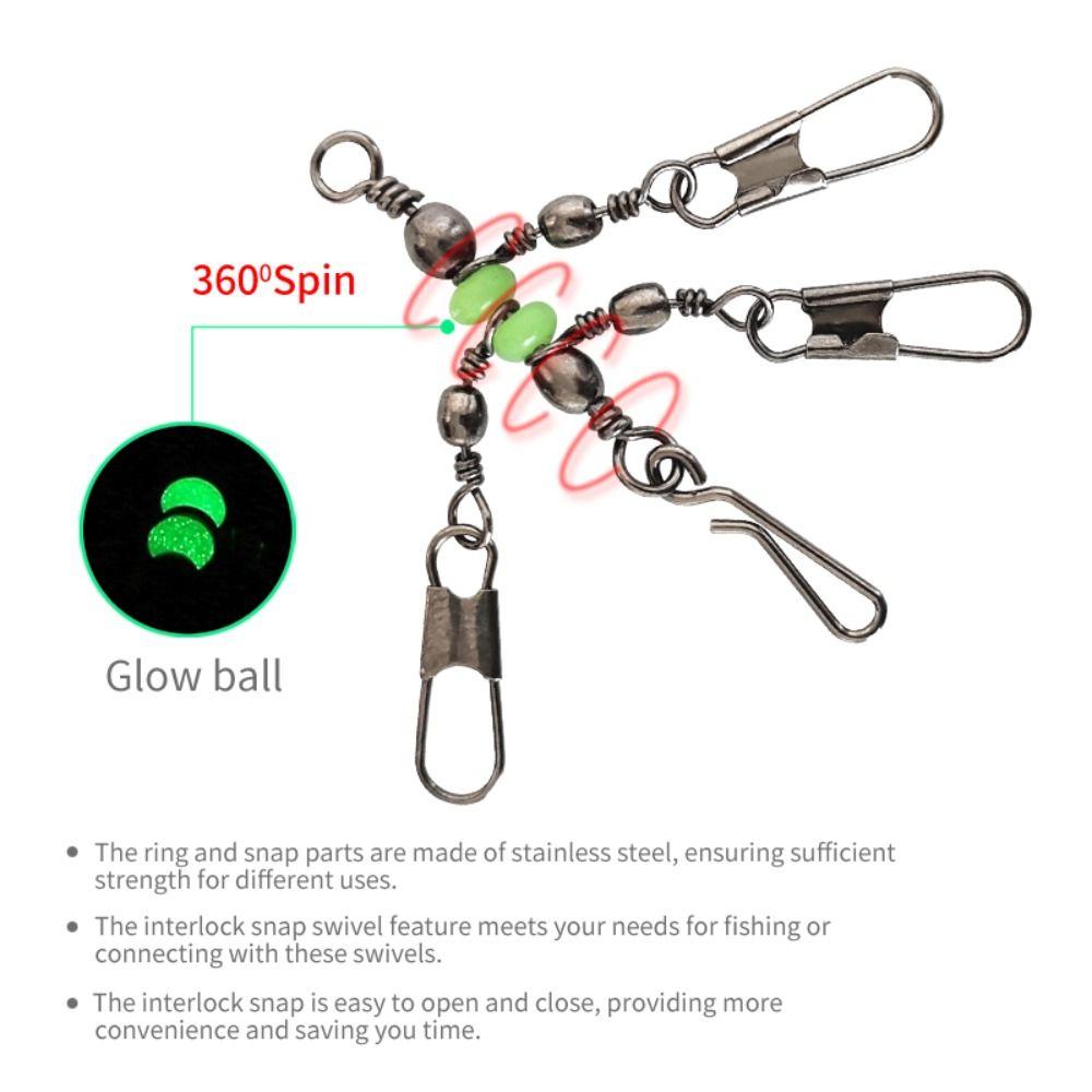 Interlock Snap Fishing Swivels Luminous Fishing Snap Tackle Fishing Pin Connector  Squid Jig