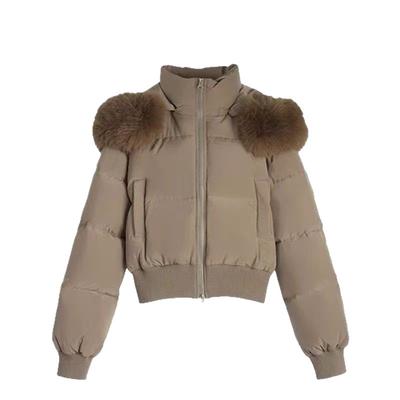 New Style Fur Collar Hooded Puffer Coat with Waist and Thickened Short Down Puffer Jacket for Women