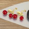 Nidin New Fashion Cherry Shape Glossy Drop Earrings For Women Female Anniversary Party Sweet Temperament Style Ear Jewelry Gifts
