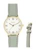 [Follow] Fragola Women's Sweatproof Dark Leather Strap Watch H00922S-1 LEAF Green