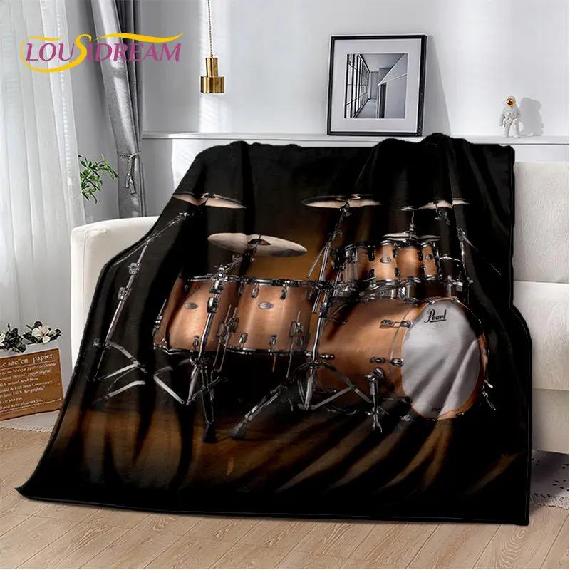 Drum Set Plush Throw Blanket Soft Flannel for Living Room Bedroom Bed Sofa Picnic Kids Home Textile