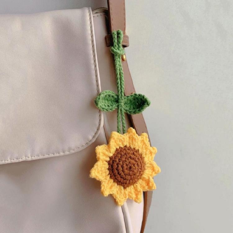 Sonnenblumen Wollanhänger, Handgehäkelter Schlüsselanhänger Häkeln Auto Schlüssel Tasche Anhänger