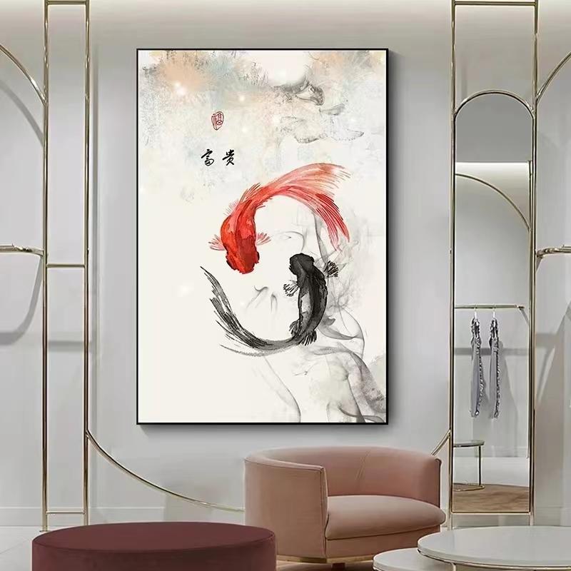 Vintage Style Ink Painting Buddha Mural Art Oil Painting Nordic Canvas Painting Poster Living Room Decorative Painting