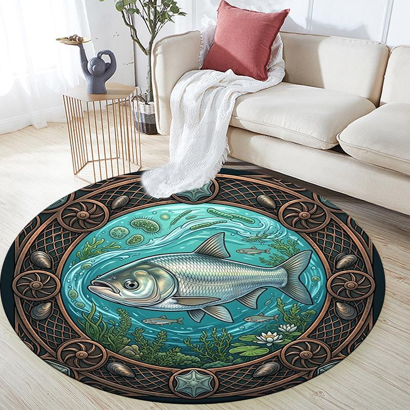 Underwater Marine Life Round Area Rug Under Office Chairs Bedroom Living Room Home Decor