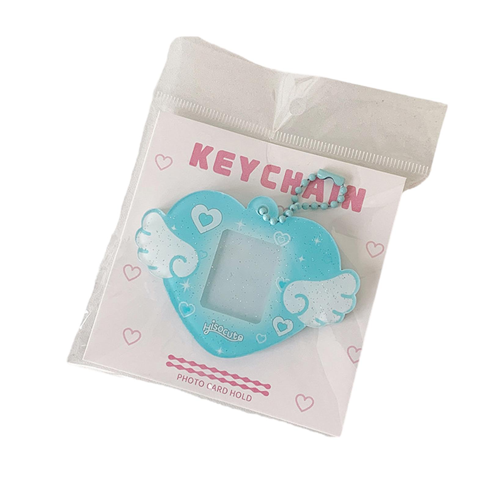 

Портативный держатель для фотографий 1 дюйм, держатель для фотокарточек с брелоком, папка для жестких карт с сердечком и крыльями для студентов и офисных работников