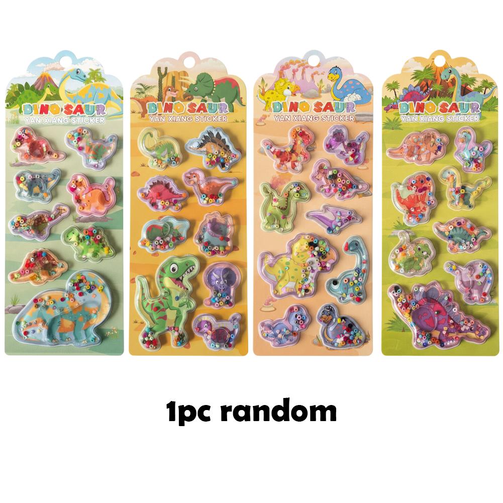 1/4pcS Dinosaur Shaker Stickers Interactive Sparkly Dino Decor Decals For Kids' Notebooks Stationery Room Home Decor