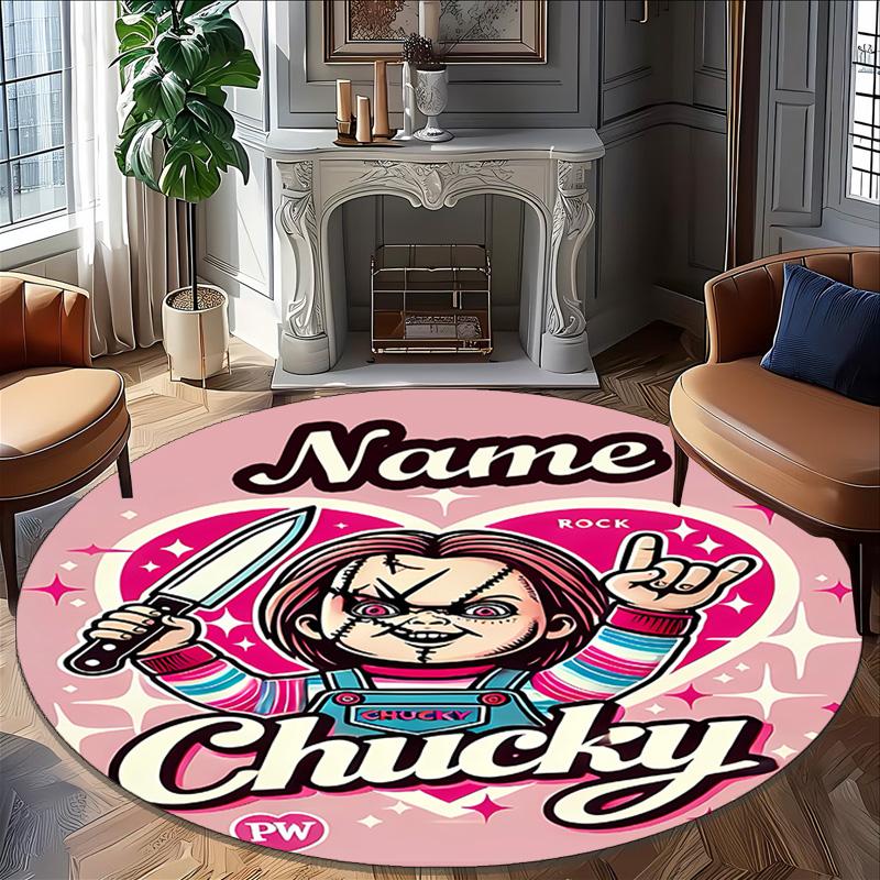Customizable C-Chucky1 Round Non-Slip Carpet - Ideal for Garden, Picnic, Office, Perfect for Decoration, Suitable For All Seasons