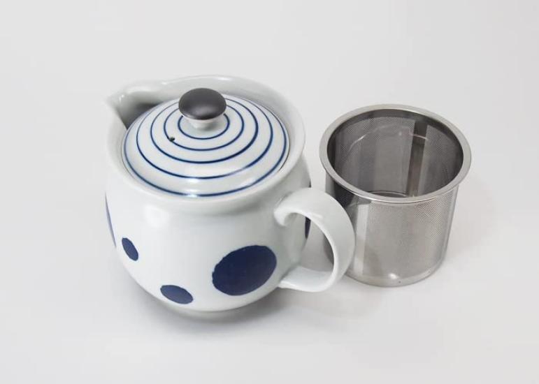 This 10cm Diameter, 450ml Teapot Features a Rounded Shape and Numerous Large and Small Circular Patterns. It Includes a Super-fine Stainless Steel