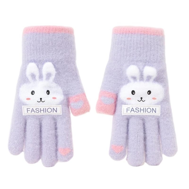 

Мультяшные зимние перчатки для детей от 2 до 5 лет, из мягкого флиса, для защиты от холодной погоды, для активного отдыха в помещении и на улице фиолетовый