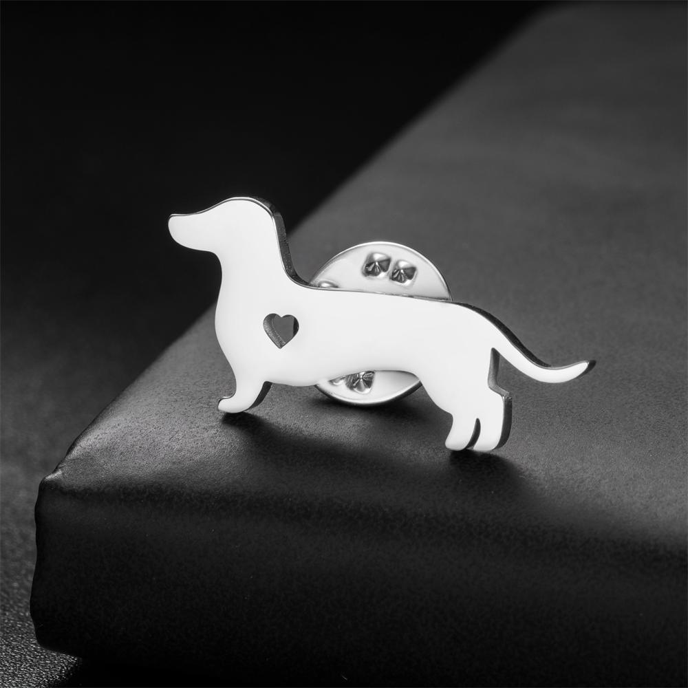 

Dachshund Dog Brooch Pins Stainless Steel Hollow Out Heart Sausage Dog Lapel Pin Jewelry Puppy Pet Lover Gifts for Dog Moms Dads