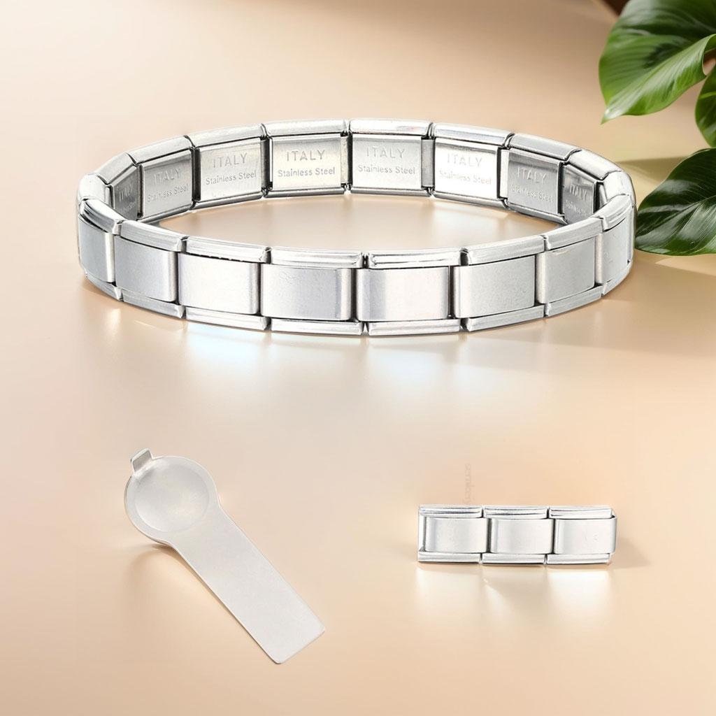Braccialetti Charm Italiani Fai da Te Catena di Base Bracciale in Acciaio Inossidabile Moduli Assemblati Versatili Regalo Ideale 9mm Universale Dropshipping