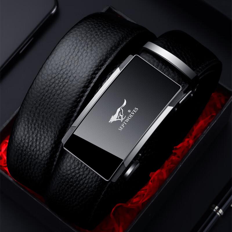 Septwolves Men's Genuine Leather Automatic Buckle Belt