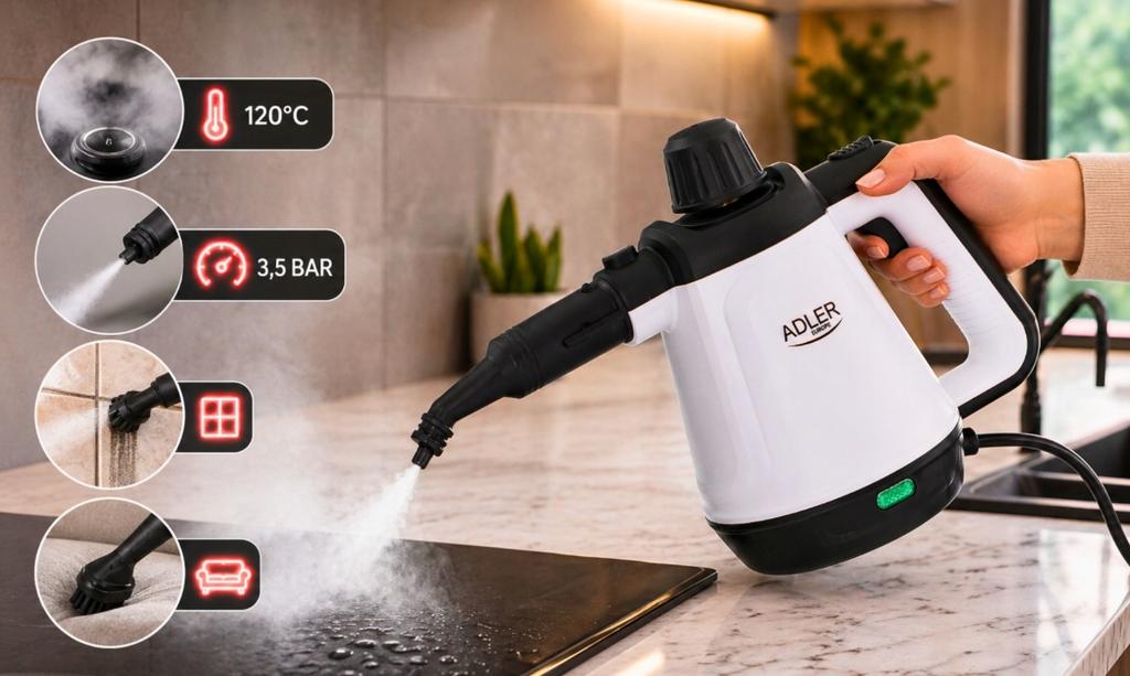 2000W Steam Cleaner and Mop for Windows, Grout, Upholstery and Home Cleaning