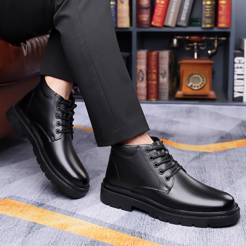 Martin Men's Shoes Autumn and Winter New  Dress Leather Shoes Men's Velvet Thermal Cotton Shoes Snow Boots