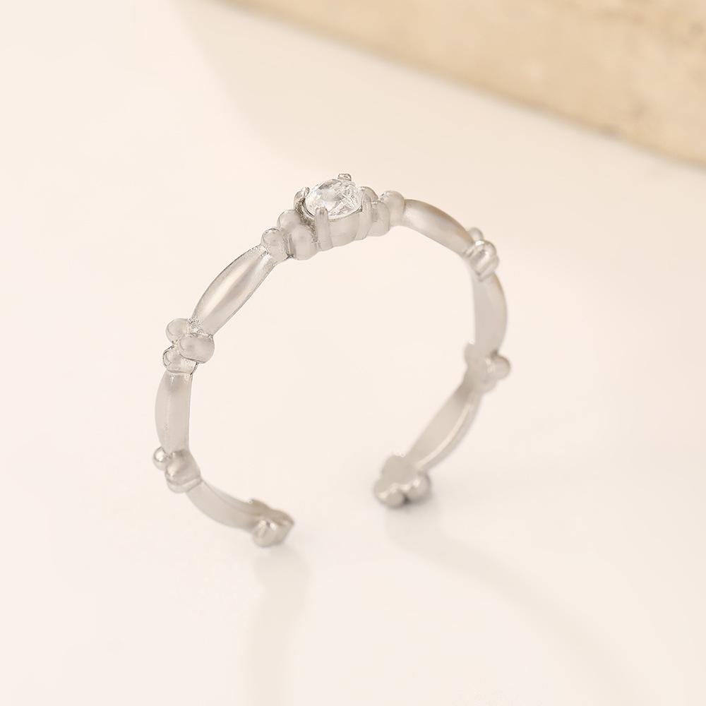 Stainless Steel Clear Zircon Ring Women Trendy Heart Round Flower Open Rings Luxury Geometric Zircon Birthday Gift Wholesale OPEN