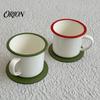 Enamel Coffee Mug for Camping Mug, Simple Style, with Multi-color Contrasting Rim, 360ml Compact Drinkware Gear Capacity Drinking Tea And Hot