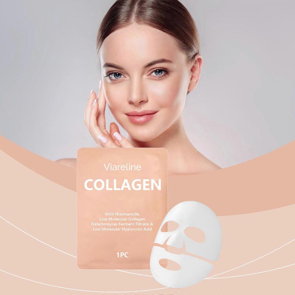 Limited time!!Viareline Collagen Moisturizing And Hydrating Mask Is A Gentle Moisturizing And Softening Facial Mask That Is Clear And Translucent