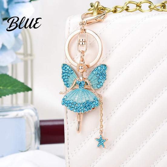 Butterfly Wings Fairy Keychain Flower Rhinestone Charm Cute Dazzling Sparkly